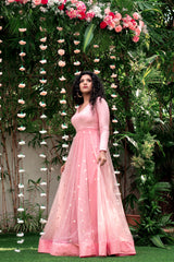 Peach designer anarkali