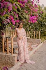 Peach georgette designer saree