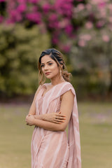 Peach georgette designer saree