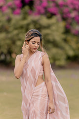 Peach georgette designer saree