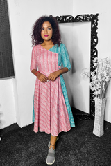 Pink - Blue wrap Cotton dress