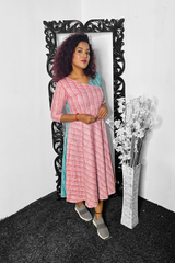 Pink - Blue wrap Cotton dress