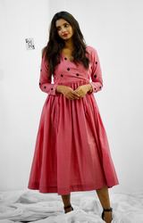 Pink Embroidery Mul cotton dress