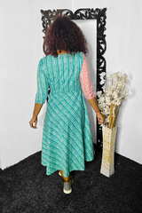 Pink - Blue wrap Cotton dress