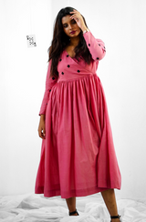 Pink Embroidery Mul cotton dress