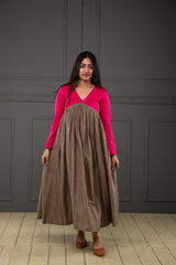Pink - Brown Mul cotton dress (Top)