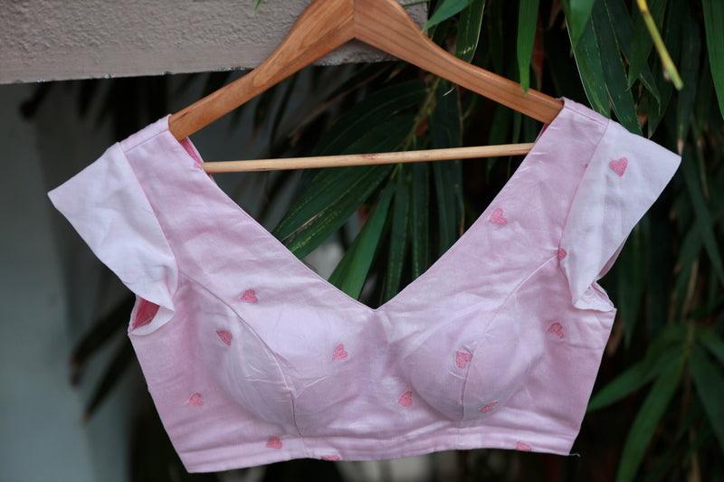 Pink Embroidery Cotton Blouse