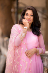 Pink Embroidery Georgette anarkali