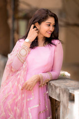 Pink Embroidery Georgette anarkali