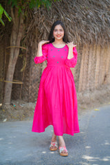 Pink Embroidery Mul cotton dress (Top)