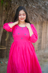Pink Embroidery Mul cotton dress (Top)