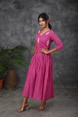 Pink Embroidery Mul cotton dress (Top)