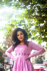 Pink Embroidery Mul cotton dress (Top)