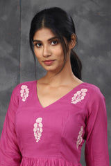 Pink Embroidery Mul cotton dress (Top)