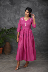 Pink Embroidery Mul cotton dress (Top)