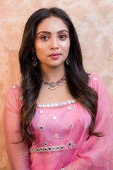 Pink Embroidery Organza Salwar