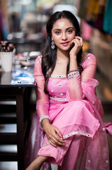 Pink Embroidery Organza Salwar