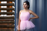 Pink Grey layered anarkali