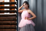 Pink Grey layered anarkali