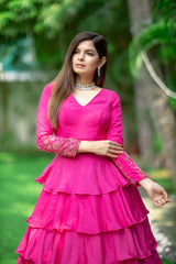 Pink Hand Embroided designer anarkali