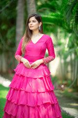 Pink Hand Embroided designer anarkali
