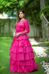 Pink Hand Embroided designer anarkali