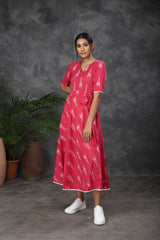 Pink Ikkat cotton dress (Top)