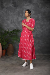 Pink Ikkat cotton dress (Top)
