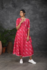 Pink Ikkat cotton dress (Top)