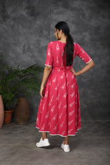 Pink Ikkat cotton dress (Top)