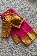 Pink Semi silk saree with Golden blouse