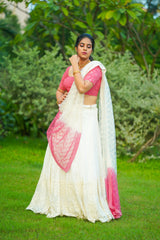 Pink White Georgette lehenga