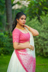 Pink White Georgette lehenga