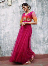Pink & Orange shaded anarkali