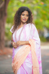 Pink and Orange mul cotton tie & dye saree