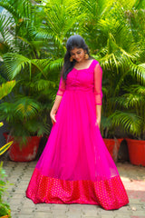 Pink border anarkali