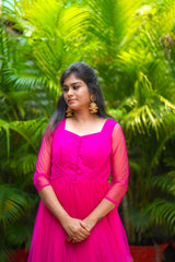 Pink border anarkali