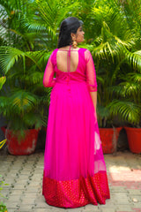 Pink border anarkali