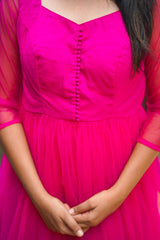 Pink border anarkali