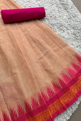 Pink chettinad cotton saree