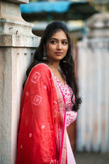 Pink embroidery santoon lehenga