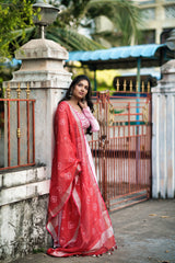 Pink embroidery santoon lehenga