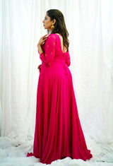 Pink georgette hand embroidered Anarkali
