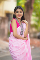 Pink plain cotton tassel Blouse
