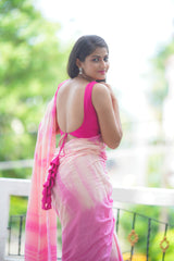 Pink mul cotton tie & dye saree