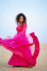 Pink net anarkali