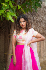 Pink pearl net lehenga