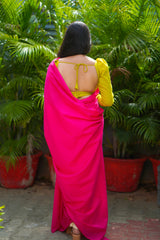 Pink plain mul cotton saree