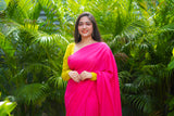 Pink plain mul cotton saree