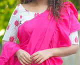 White Pink floral cotton Blouse